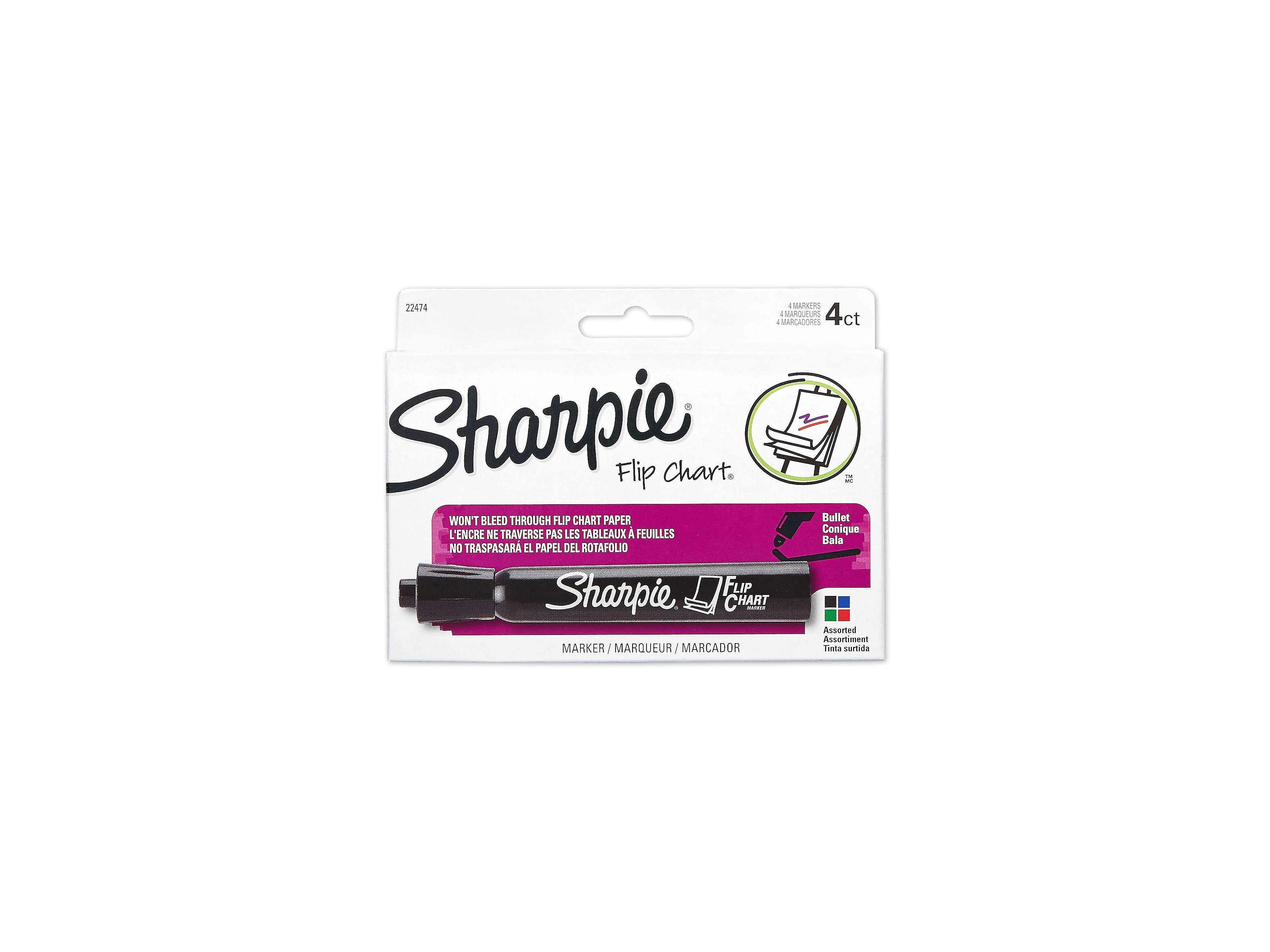 Sharpie Flip Chart Water Based Marker, Bullet Tip, Assorted, 4/Pack (22474)