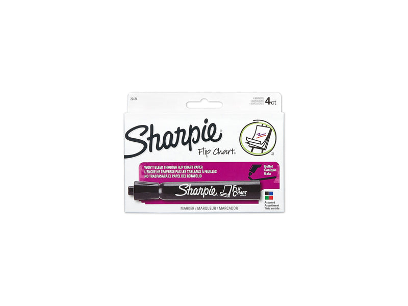 Sharpie Flip Chart Water Based Marker, Bullet Tip, Assorted, 4/Pack (22474)