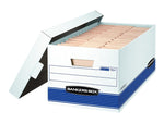 Bankers Box Medium-Duty Corrugated File Storage Boxes, Lift-Off Lid, Letter Size, White/Blue, 20/Carton (0070110)