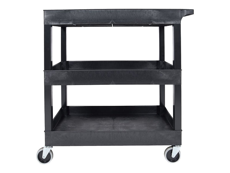 Luxor 3-Shelf Plastic/Poly Mobile Utility Cart with Swivel Wheels, Black (EC111-B)