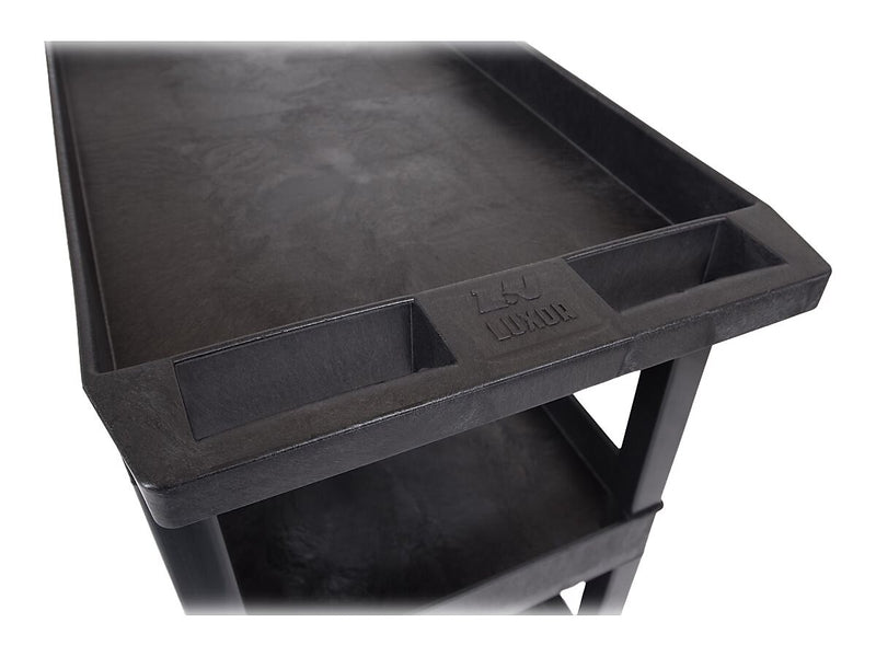 Luxor 3-Shelf Plastic/Poly Mobile Utility Cart with Swivel Wheels, Black (EC111-B)