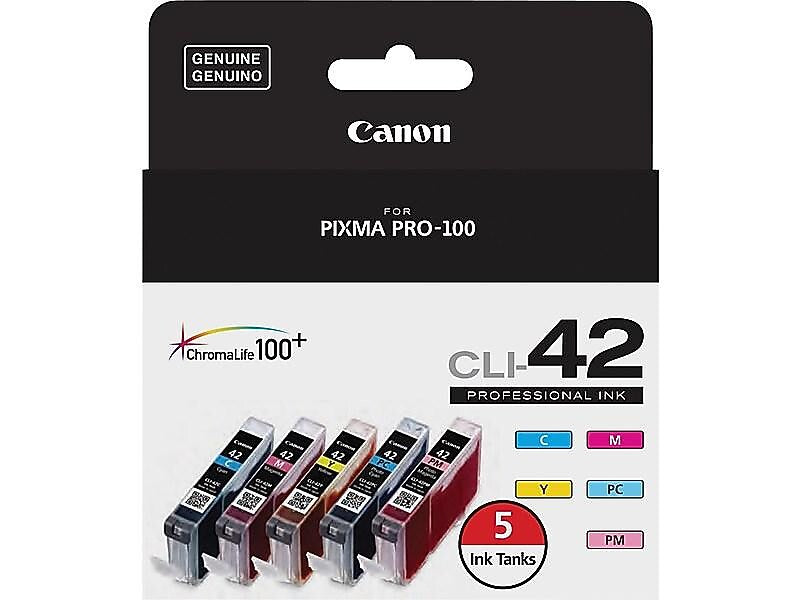 Canon 42 Cyan/Magenta/Yellow/Photo Cyan/Photo Magenta Ink Cartridge, 5/Pack (6385B010)