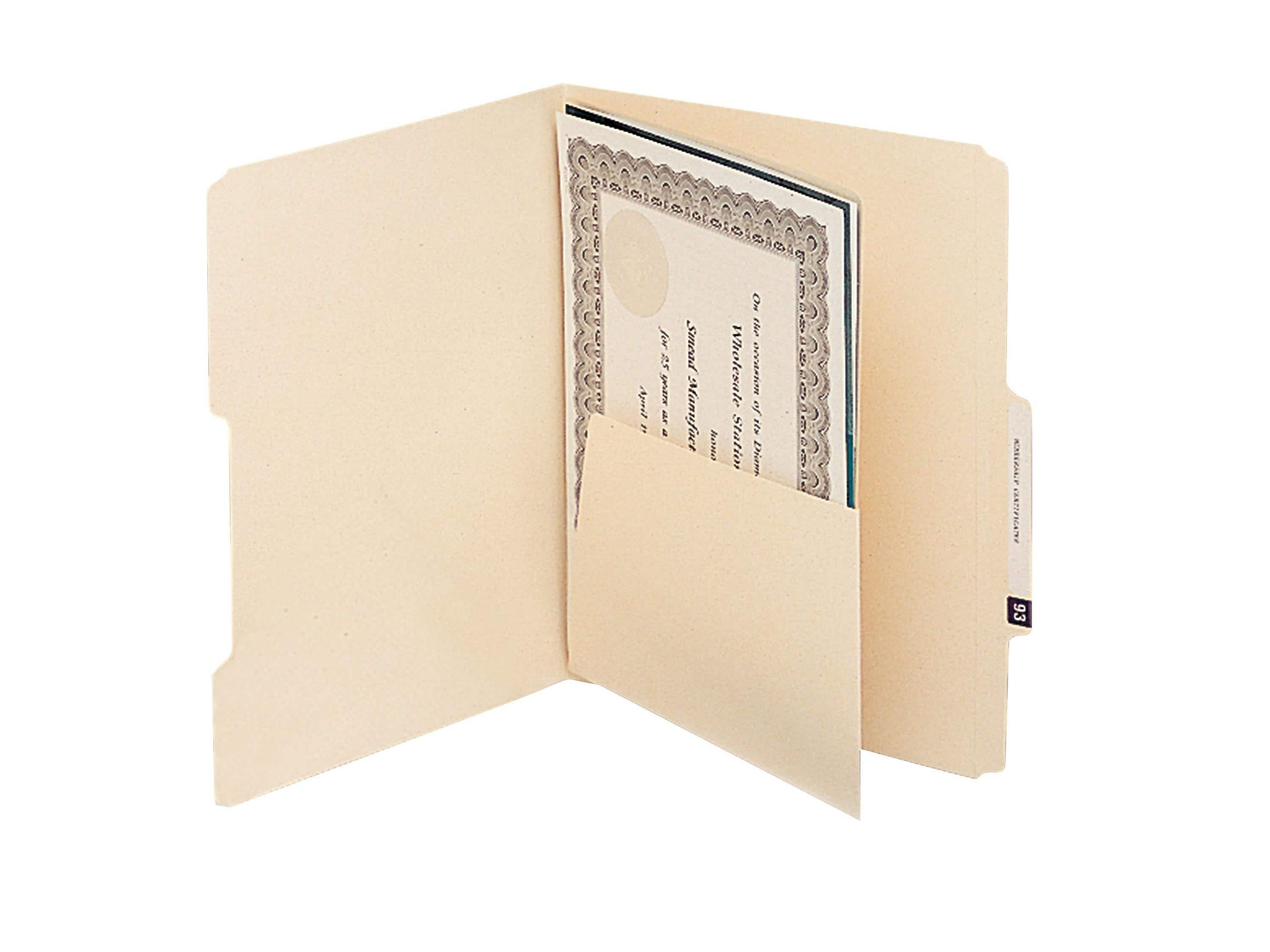 Smead Self-Adhesive Filing Dividers with Pockets, Straight, Manila, 25/Pack (68030)