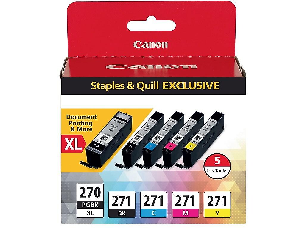 Canon 270 XL/271 Black High Yield/Photo Black/Cyan/Magenta/Yellow Standard Yield Ink 5/Pack (0319C006)