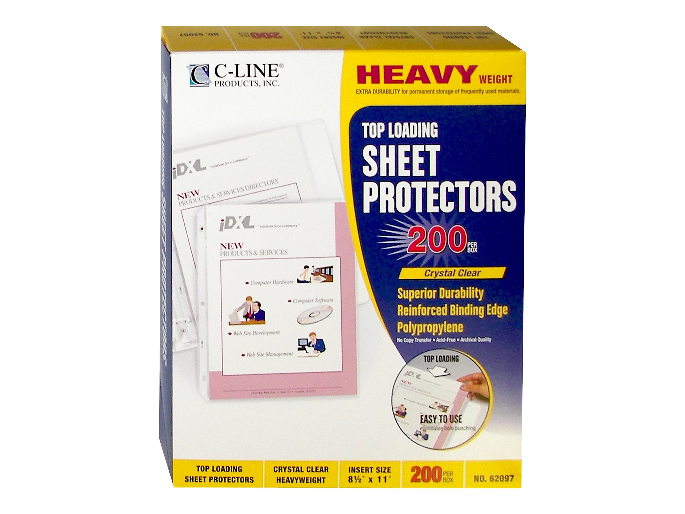 C-Line Heavyweight Sheet Protectors, 8-1/2" x 11", Clear, 200/Box (62097)