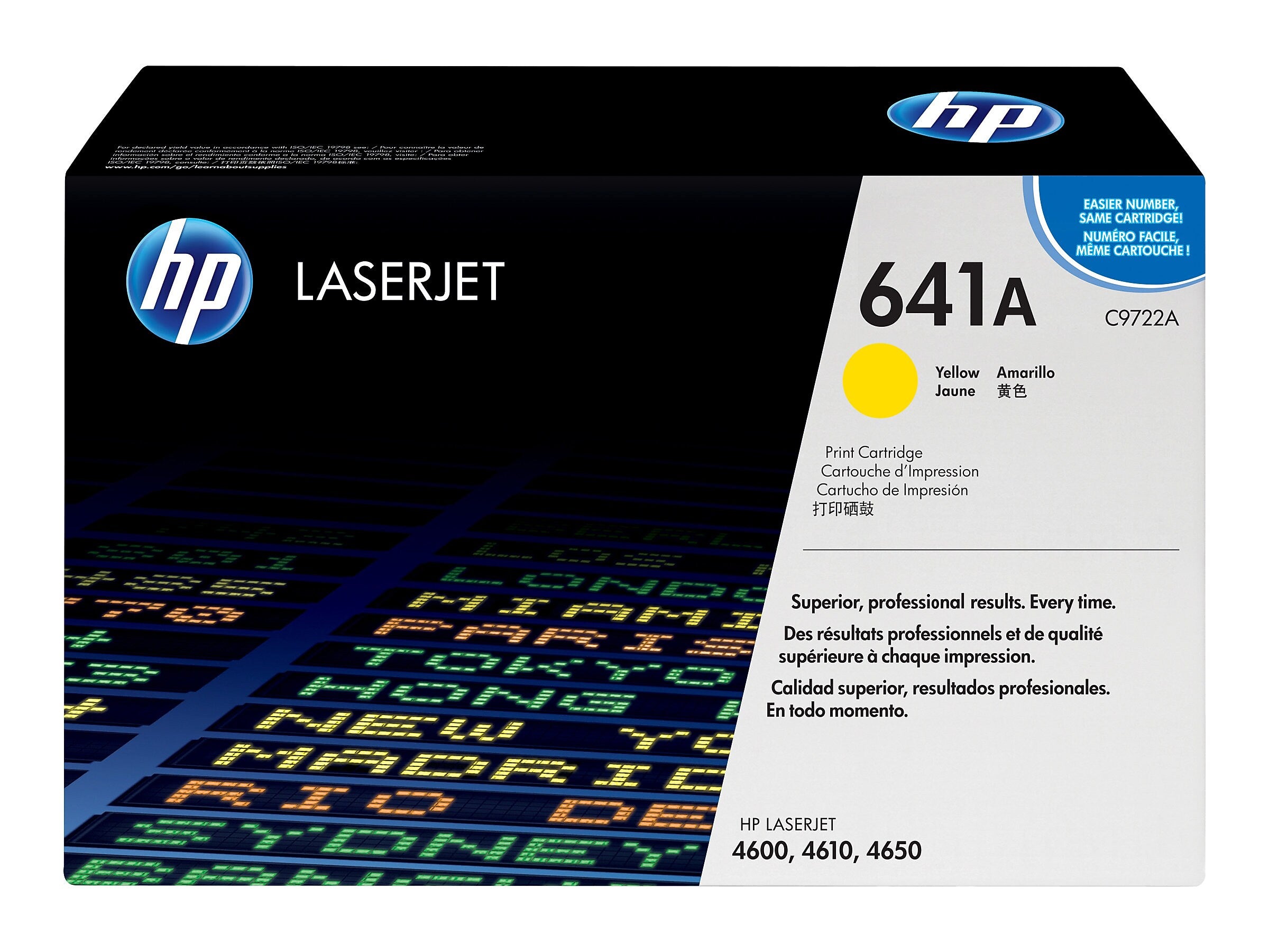 HP 641A Yellow Standard Yield Toner Cartridge, Prints Up to 8,000 pages (C9722A)