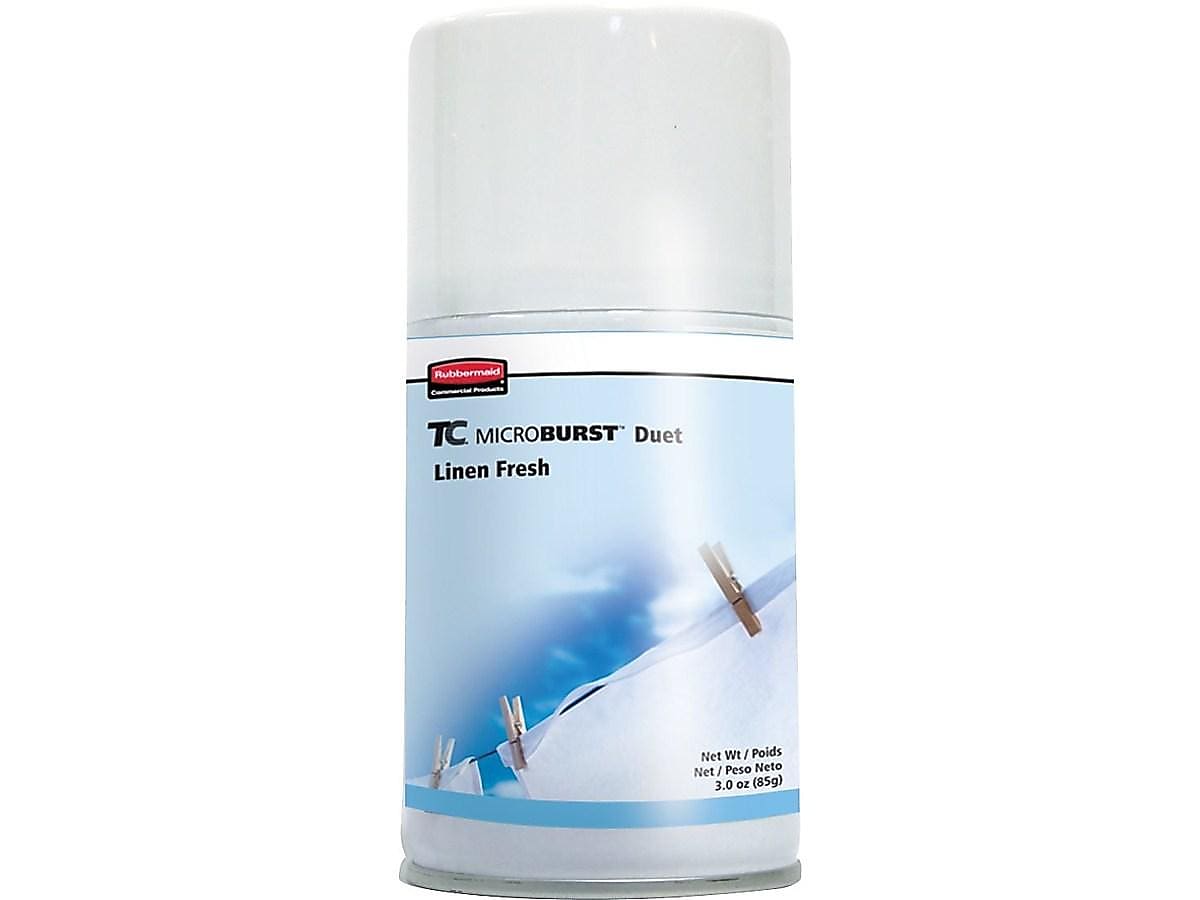 Rubbermaid Microburst 9000 Aerosol Refill, Fresh Linen, 4/Carton (RCP4012441)