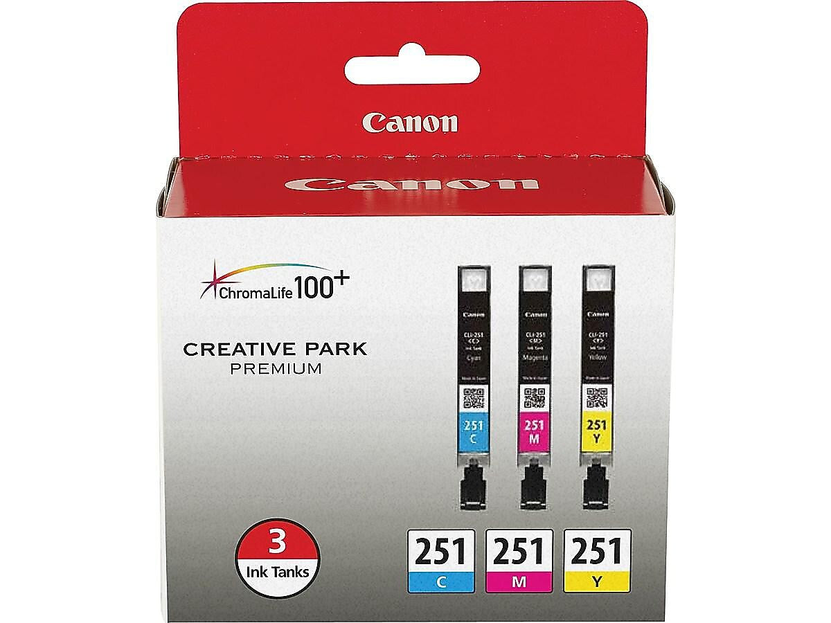Canon 251 Cyan/Magenta/Yellow Ink Cartridge, 3/Pack (6514B009)