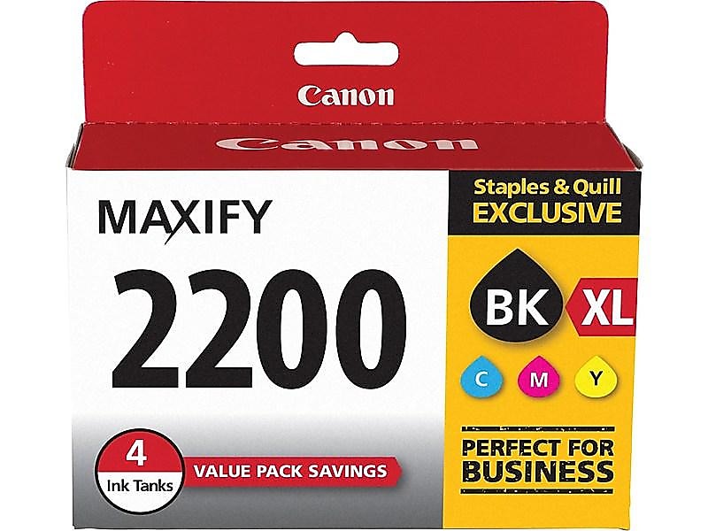 Canon 2200XL Black/Color Ink Cartridges, High Yield/Standard Yield, 4/Pack (9255B005)