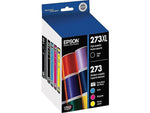 Epson T273XL/T273 Black High Yield and Cyan/Magenta/Yellow Standard Yield Ink Cartridges, 5/Pack (T273XL-BCS)