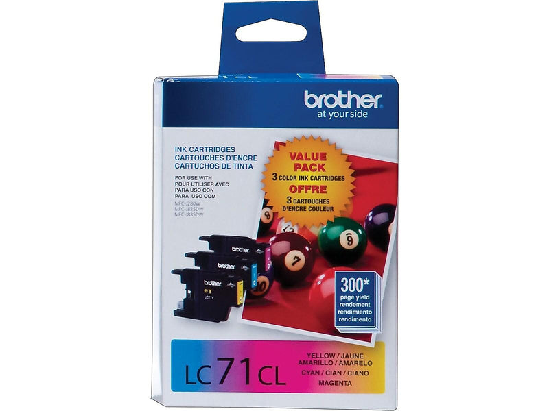 Brother LC713PKS Cyan/Magenta/Yellow Standard Yield Ink Cartridge,   3/Pack
