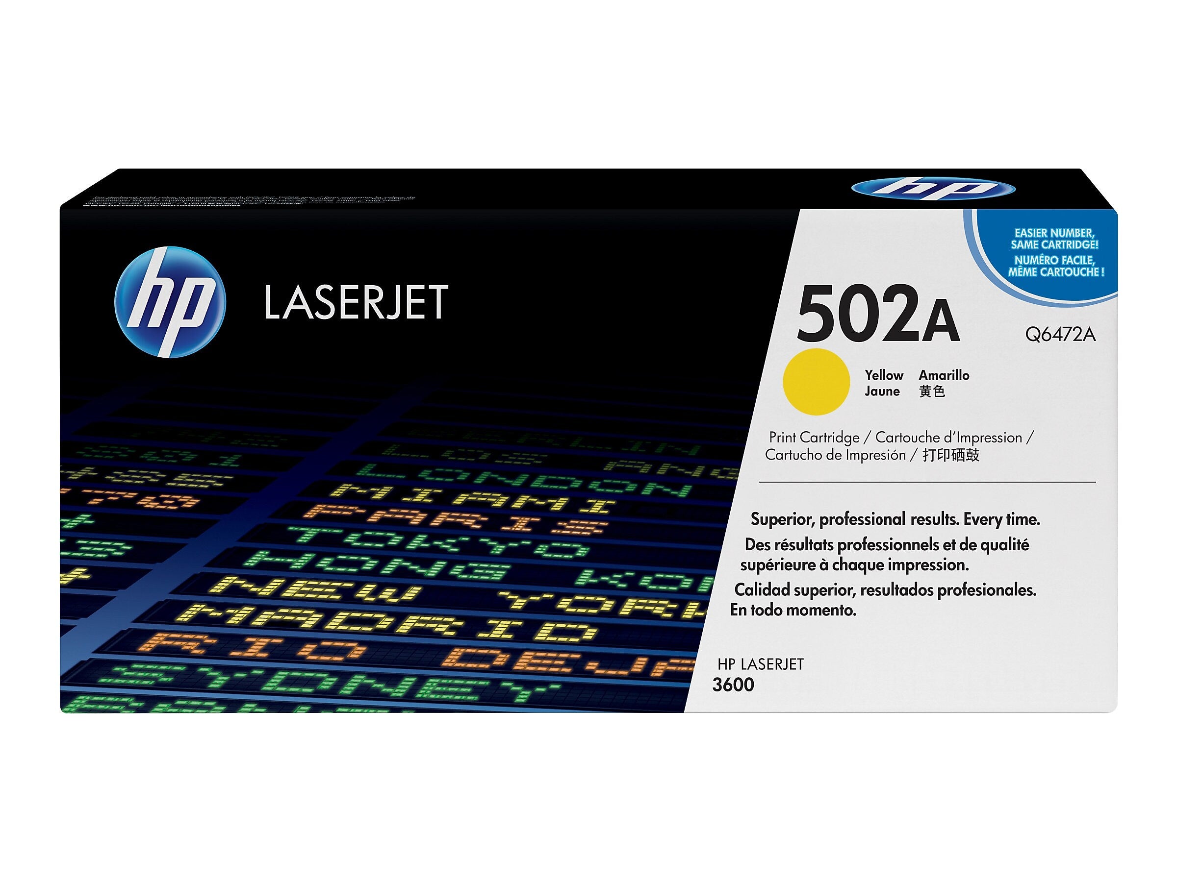 HP 502A Yellow Standard Yield Toner Cartridge, Prints Up to 4,000 pages (Q6472A)