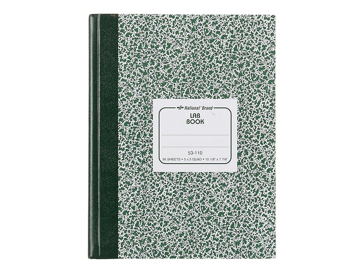 National Brand Laboratory 1-Subject Computation Notebooks, 7.88" x 10.13", Quad, 96 Sheets, Green (53110)