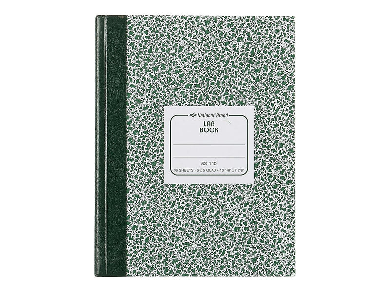 National Brand Laboratory 1-Subject Computation Notebooks, 7.88" x 10.13", Quad, 96 Sheets, Green (53110)