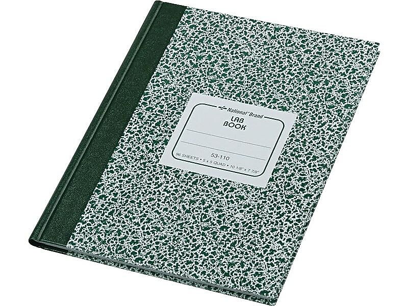 National Brand Laboratory 1-Subject Computation Notebooks, 7.88" x 10.13", Quad, 96 Sheets, Green (53110)