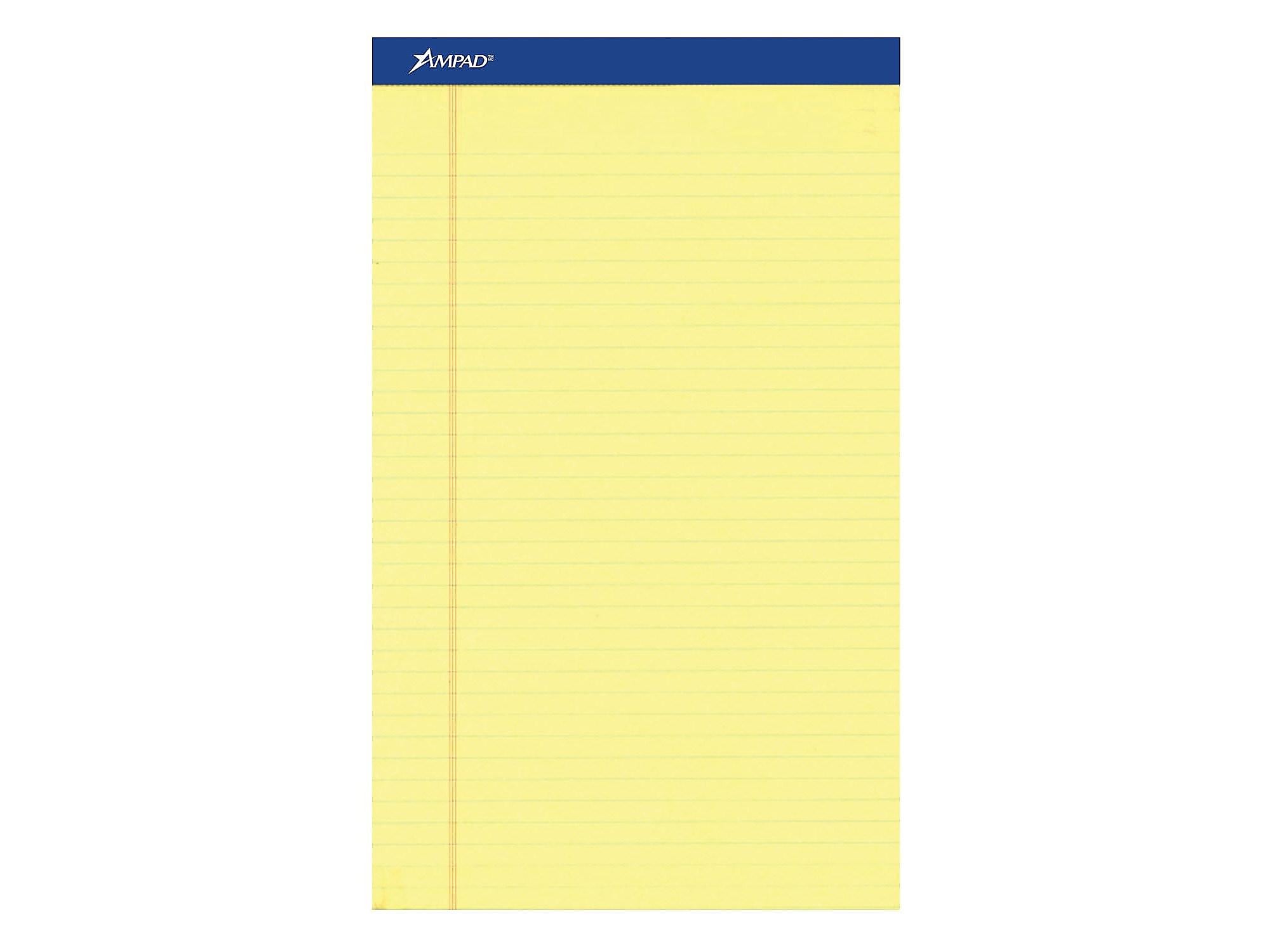 Ampad Notepads, 8.5" x 14", Wide Ruled, Canary, 50 Sheets/Pad, 12 Pads/Pack (TOP 20-230)