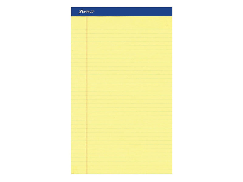 Ampad Notepads, 8.5" x 14", Wide Ruled, Canary, 50 Sheets/Pad, 12 Pads/Pack (TOP 20-230)