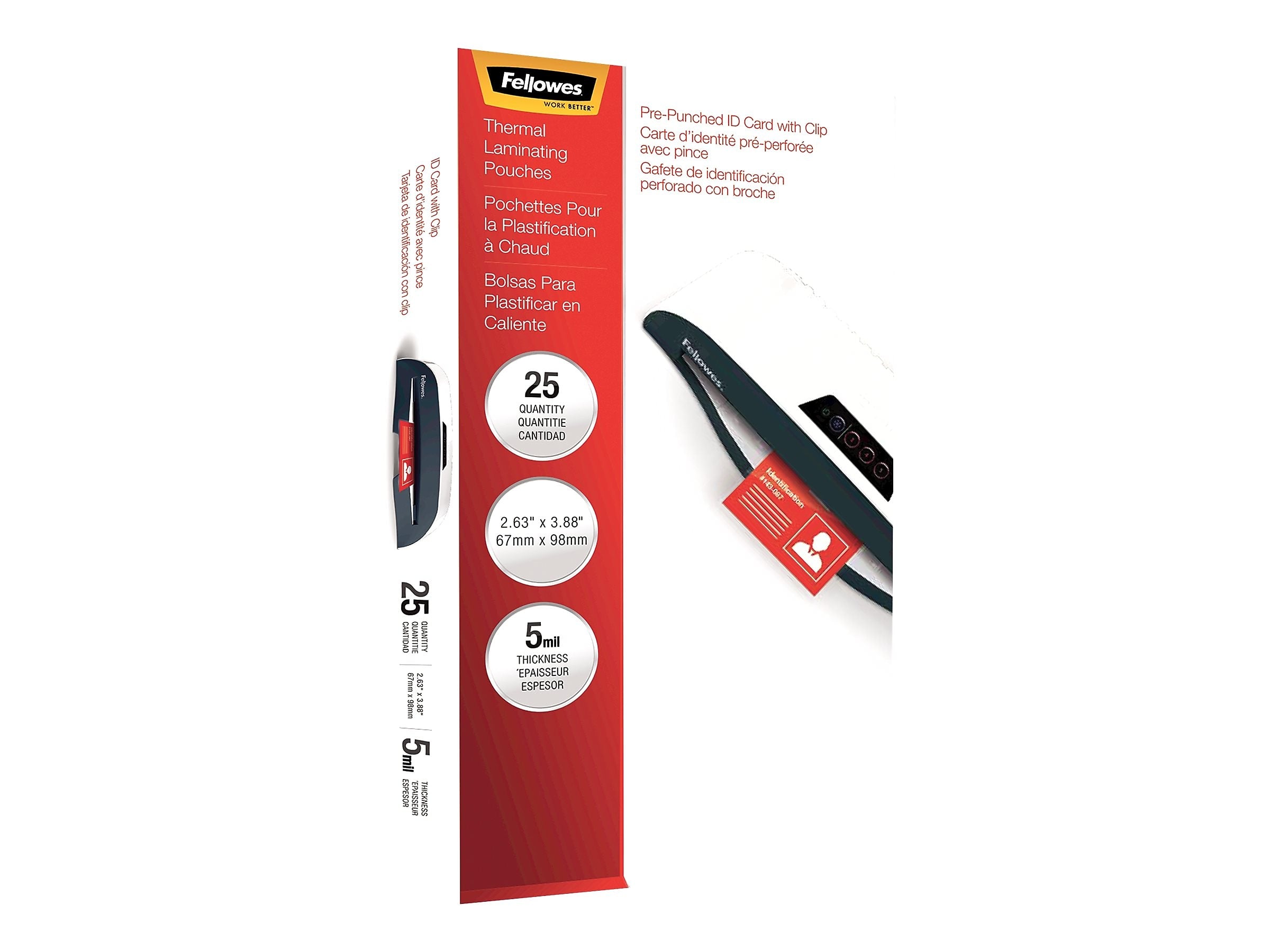 Fellowes Thermal Laminating Pouches, ID Tag, 5 Mil, 25/Pack (52033)