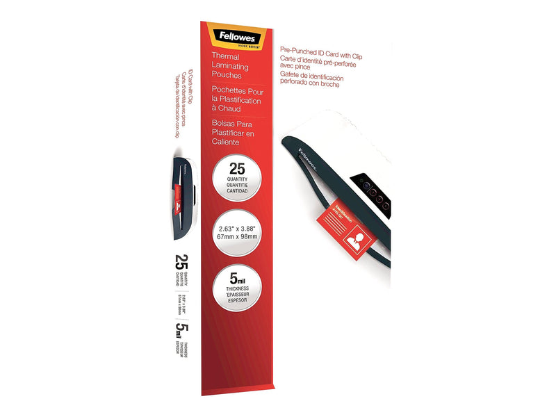 Fellowes Thermal Laminating Pouches, ID Tag, 5 Mil, 25/Pack (52033)