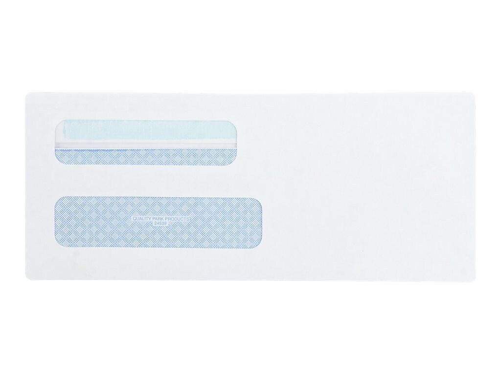 Quality Park Self Seal Security Tinted #8 5/8 Double Window Envelope 3 5/8" x 8 5/8", White, 500/Box (QUA24539)