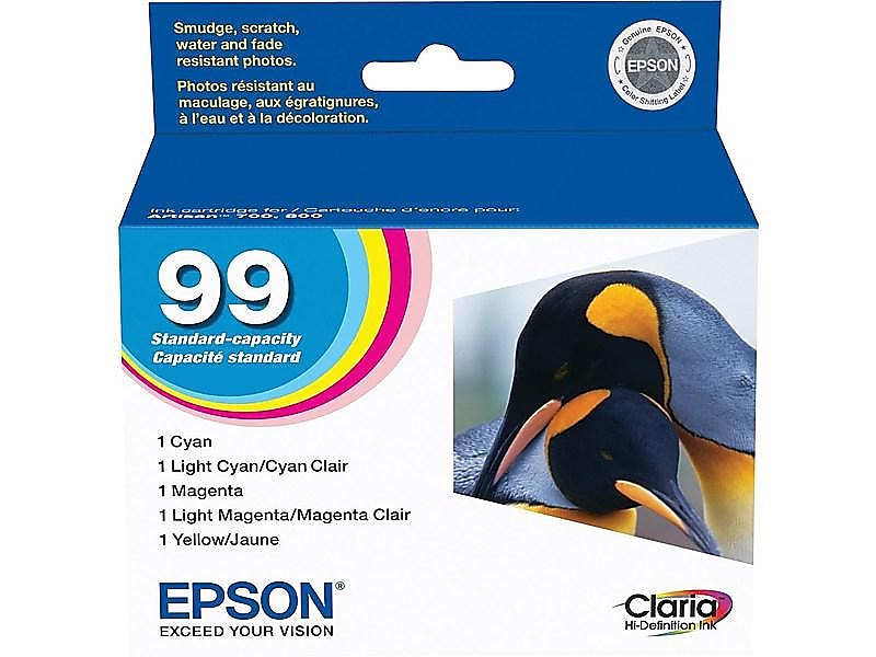 Epson T99 Cyan/Magenta/Yellow/Light Cyan/Light Magenta Standard Yield Ink Cartridge, 5/Pack (T099920-S)