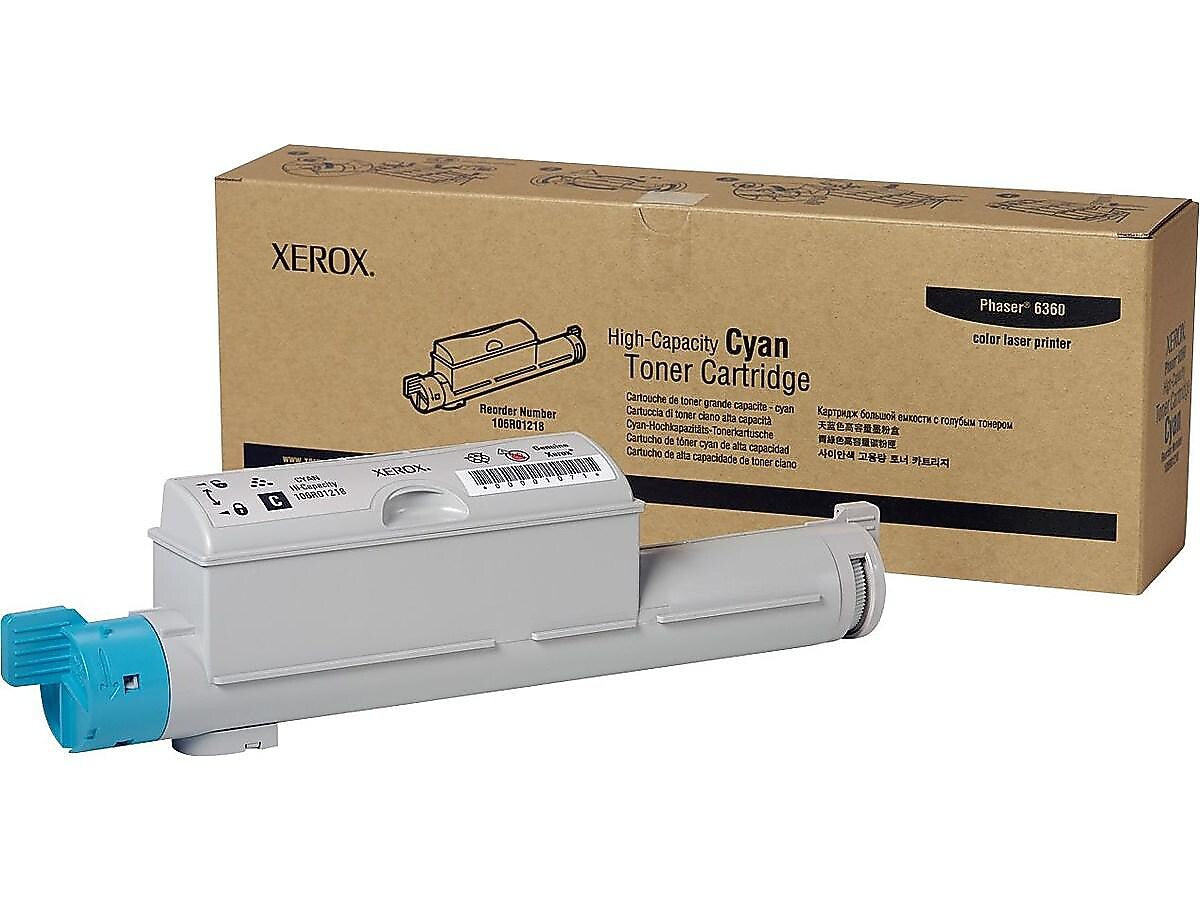 Xerox 106R01218 Cyan High Yield Toner Cartridge, Prints Up to 12,000 Pages