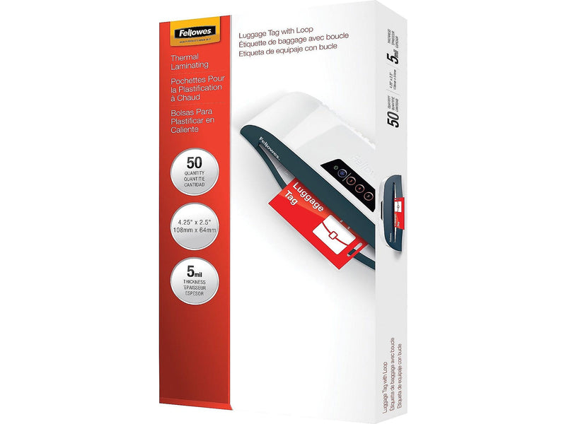 Fellowes Thermal Laminating Pouches, Luggage Tag, 5 Mil, 50/Pack (52034)