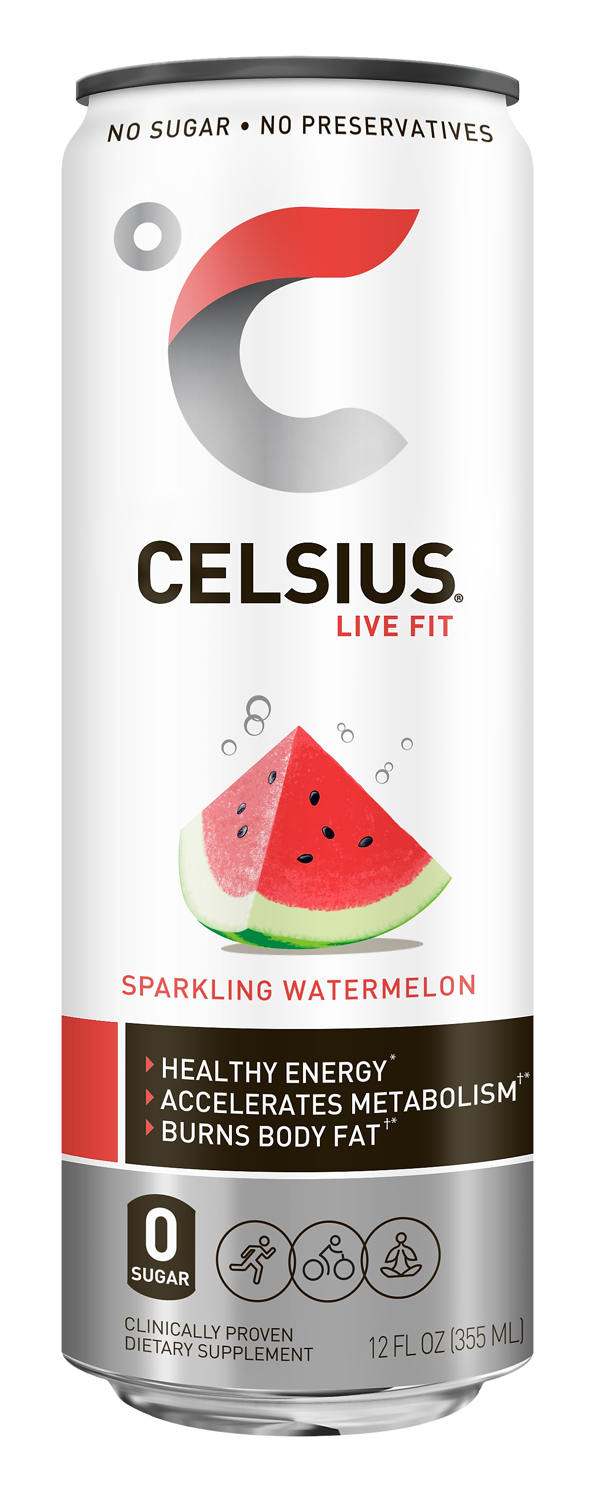 Celsius Sparkling Watermelon Drink, 12 Fl. Oz., 12/Carton (CLL00361)