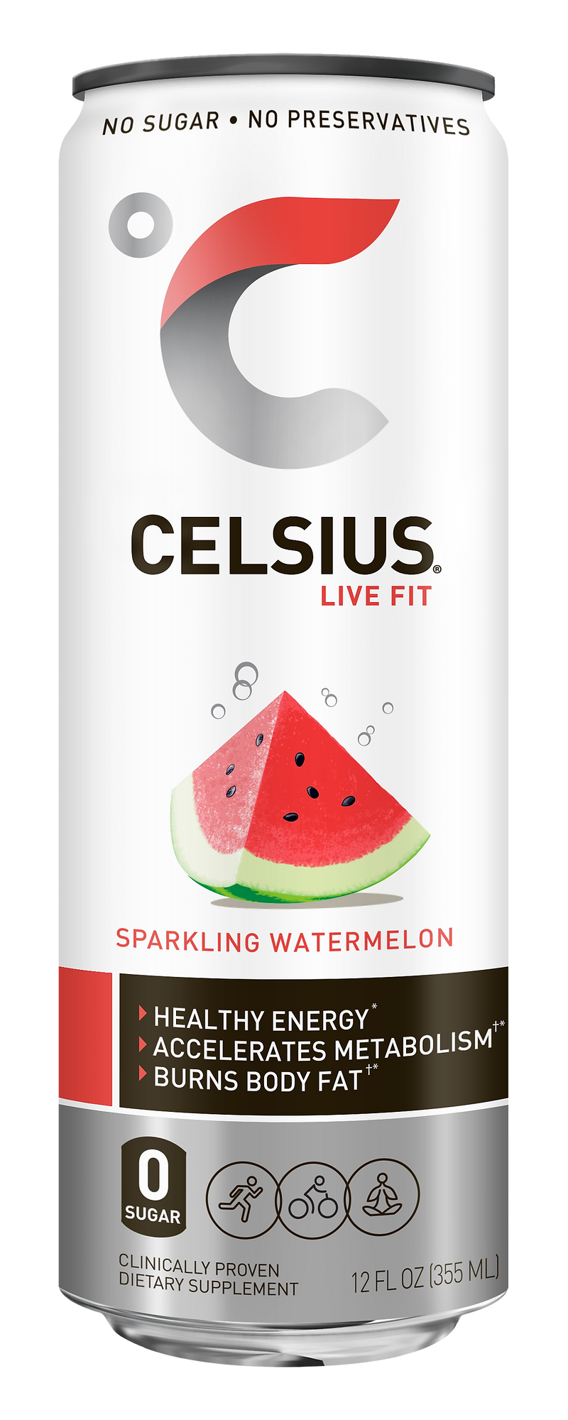 Celsius Sparkling Watermelon Drink, 12 Fl. Oz., 12/Carton (CLL00361)