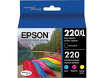Epson T220 Black High Yield and Cyan/Magenta/Yellow Standard Yield Ink Cartridge, 4/Pack   (T220XL-BCS)
