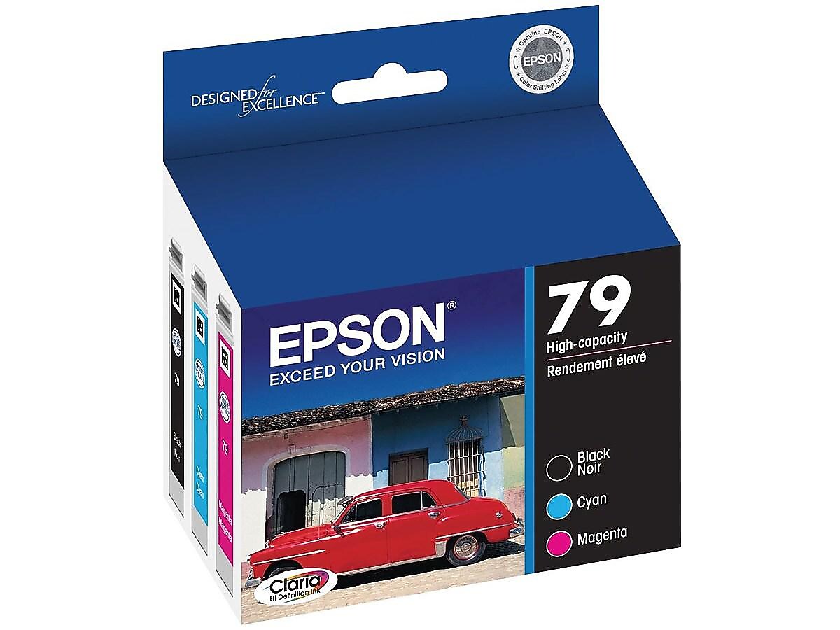 Epson T79 Black/Cyan/Magenta High Yield Ink Cartridge, 3/Pack