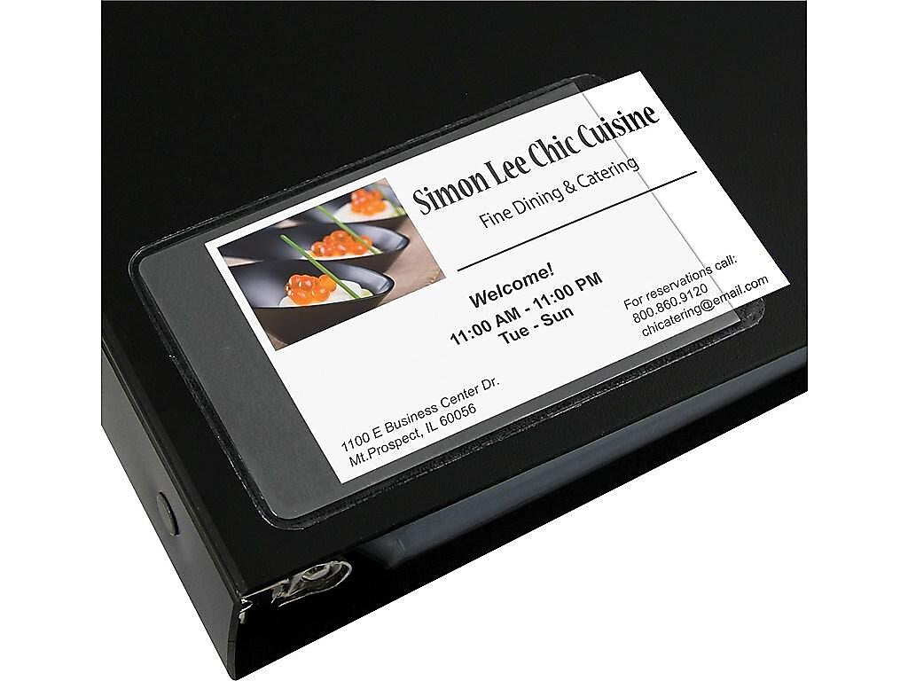 C-Line Self-Adhesive Business Card Holders, 2" x 3.5", Clear, 10/Pack (AVE70238)