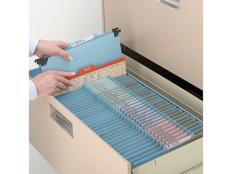 Smead SafeSHIELD Pressboard Hanging File Folder, 2" Expansion, 2/5-Cut Tab, Letter Size, Blue (65105)