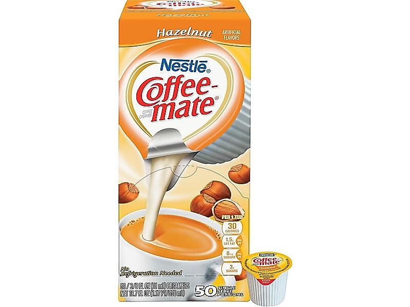 Coffee mate Hazelnut Liquid Creamer, 0.38 oz., 50/Box (35180)