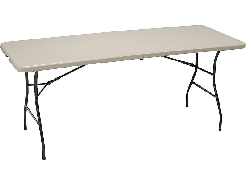 Staples 6' x 30" Heavy Duty Plastic Folding Table, White Granite (79223/54272)