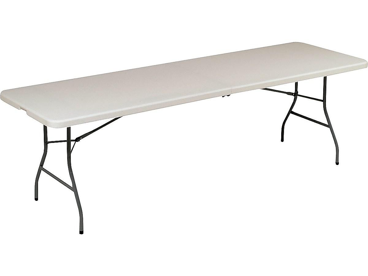 Staples 8' x 30" Heavy Duty Plastic Folding Table, White Granite (79233/54273)