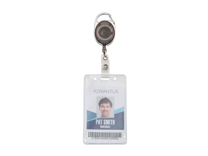 Advantus Badge Reels, Smoke, 12/Pack (75551)