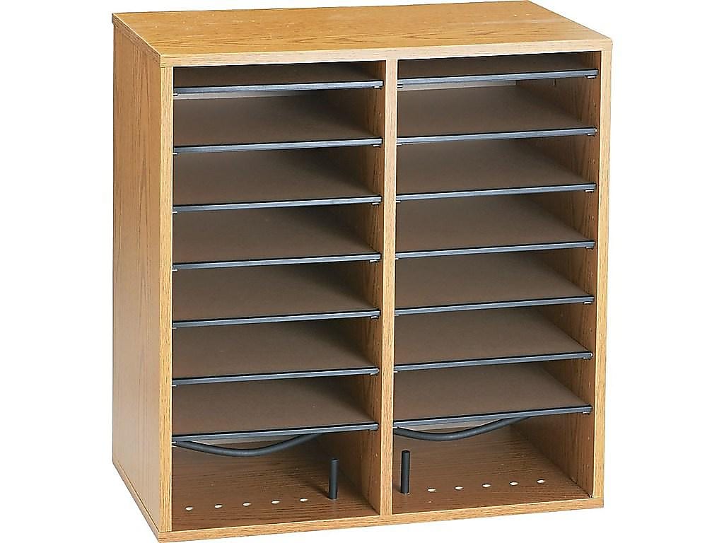Safco 16-Compartment Literature Organizers, 19.5" x 21", Oak (9422MO)