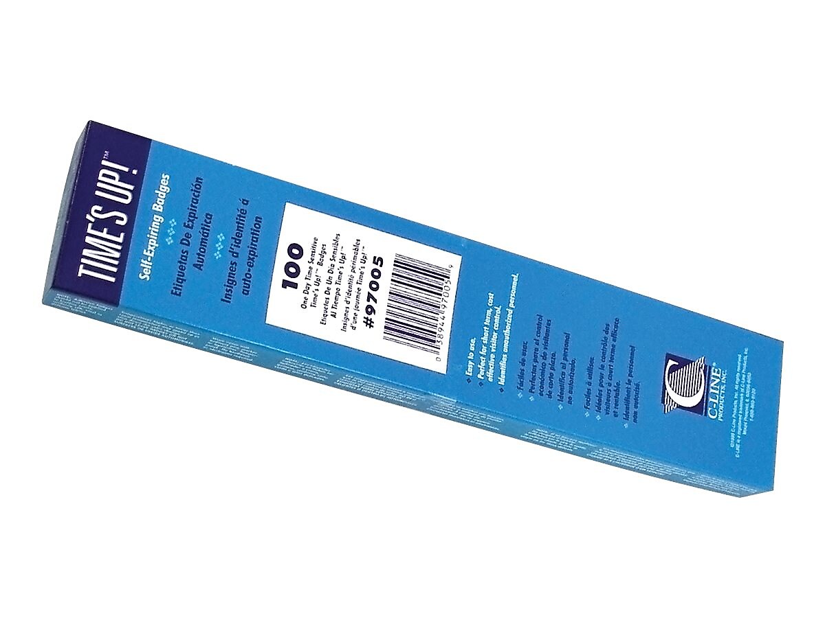 C-Line Time's Up! Self-Expiring Visitor Badges, 100/Box (97005)
