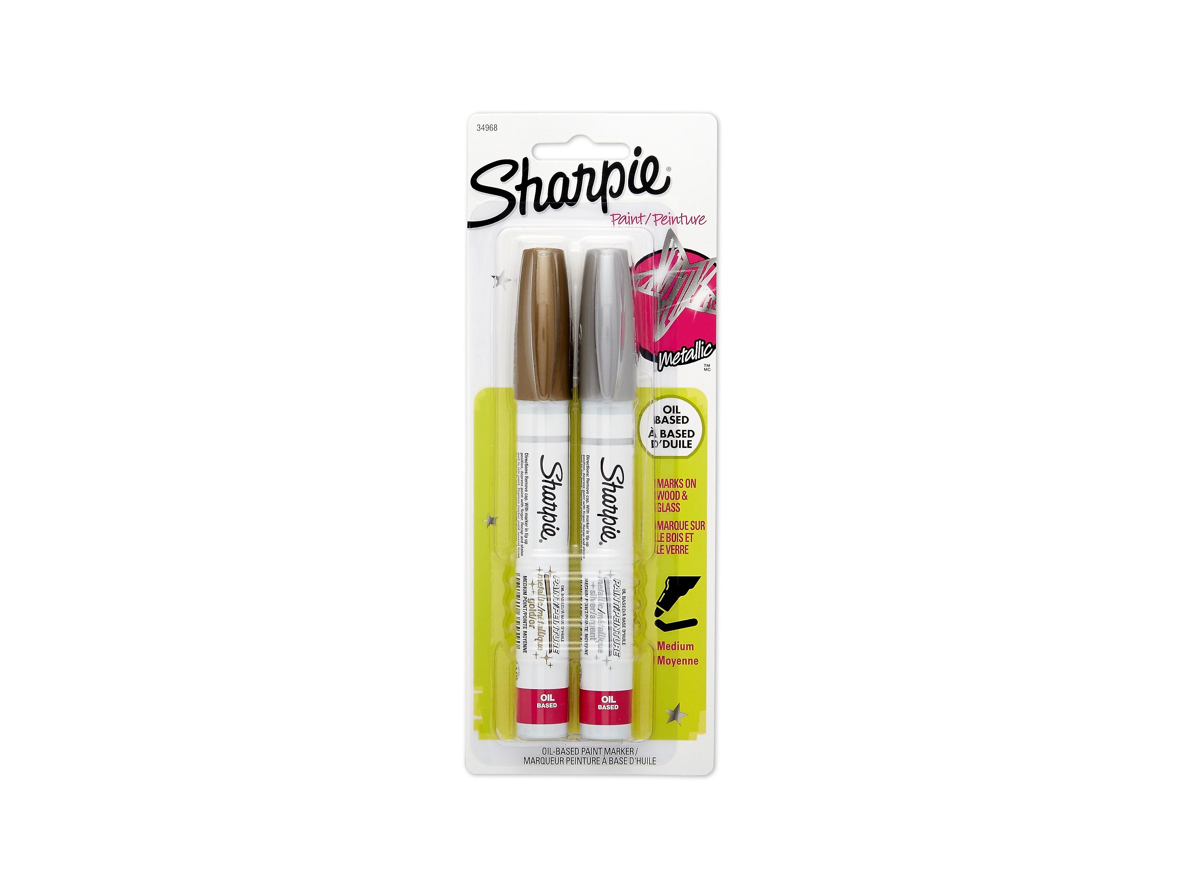 Sharpie Metallic Oil-Based Paint Markers, Medium Tip, Assorted, 2/Pack (34968)