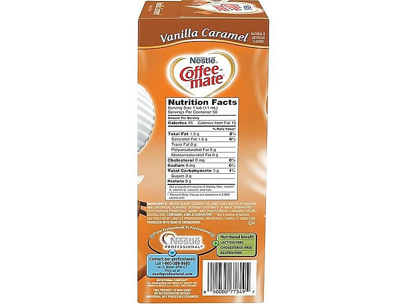 Coffee mate Vanilla Caramel Liquid Creamer, 0.38 Oz., 50/Box (79129)