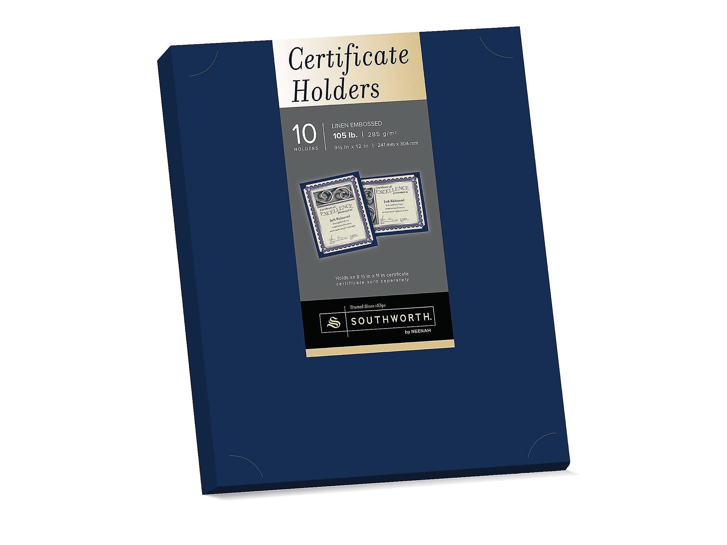 Southworth Certificate Holders, 8.5" x 11", Navy Blue, 10/Pack (PF8)