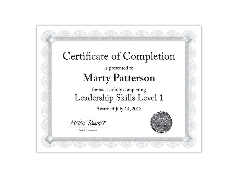 Southworth Premium Spiro Design Certificates, 8.5" x 11", White/Silver, 15/Pack (CTP2W)