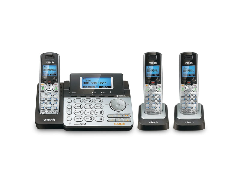 VTech 3-Handset Cordless Telephone, Silver/Black (80-1292-00)