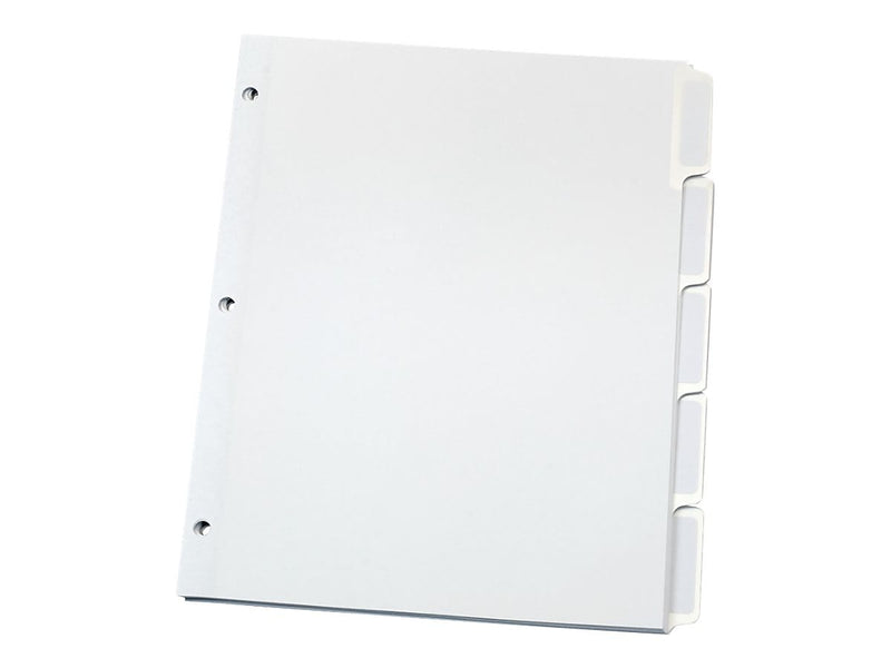 Oxford Print & Apply Label Paper Dividers, 5-Tab, White, 25 Sets/Box (OXF 11314)