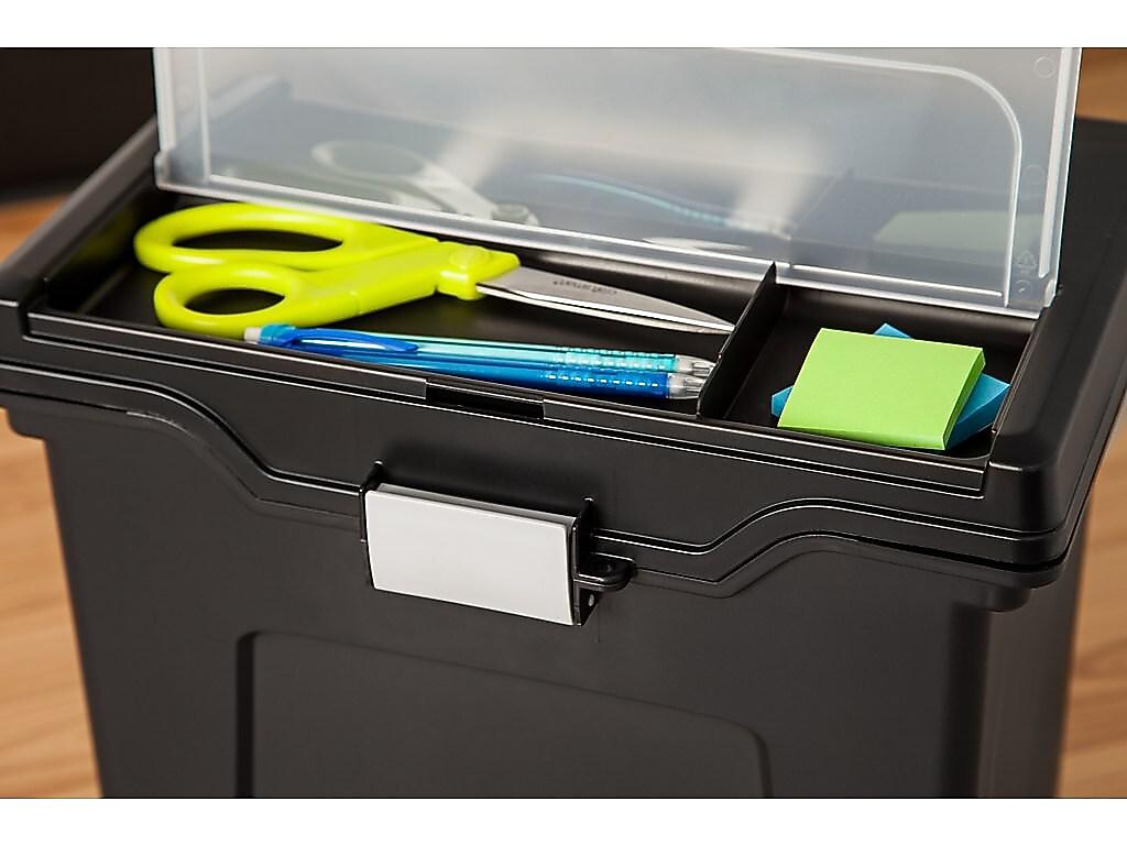 IRIS Portable File Box with Organizer Lid, Letter Size, Black (110977)