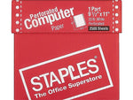 Staples Continuous Paper, 9.5" x 11", 20 lbs., White, 2500 Sheets/Carton (27125/177154)