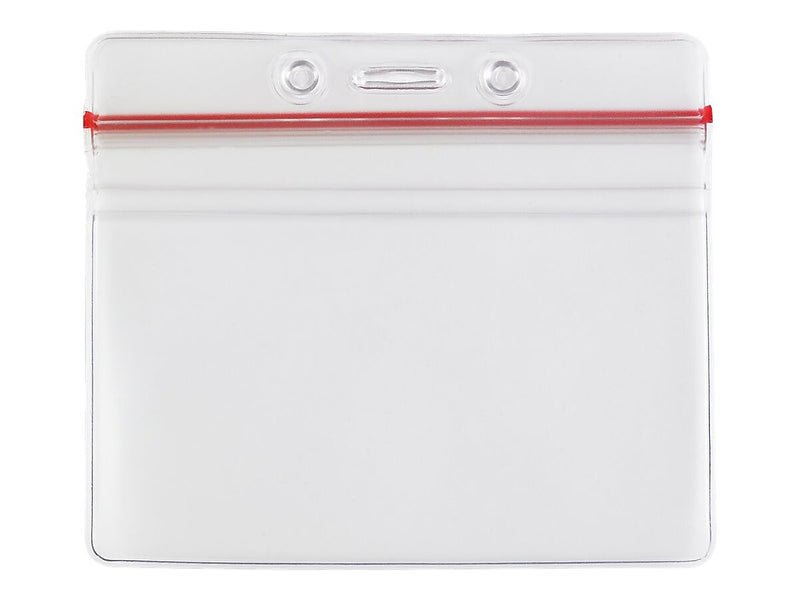 IDville ID Badge Holders, Clear/Red, 50/Pack (134523531)