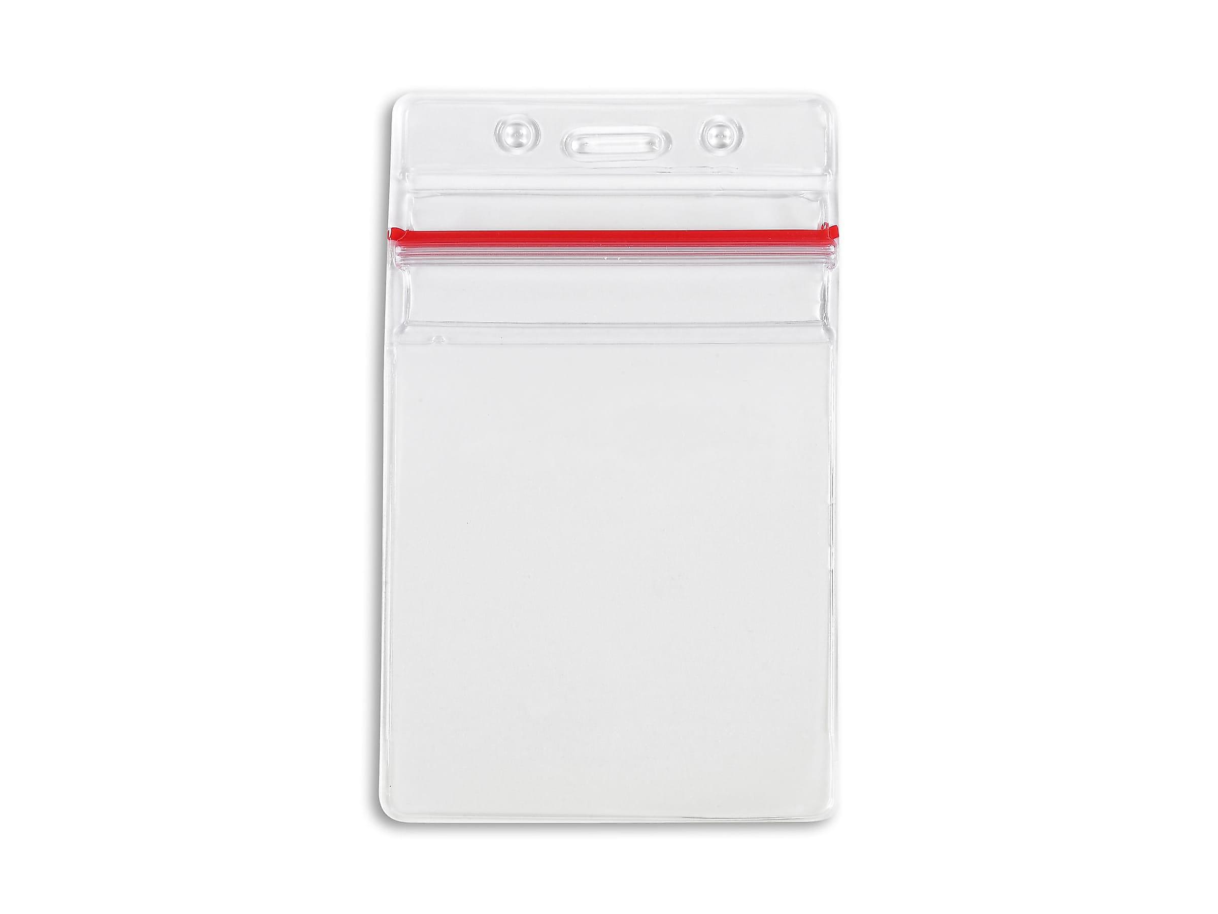 IDville ID Badge Holders, Clear/Red, 50/Pack (134523431)