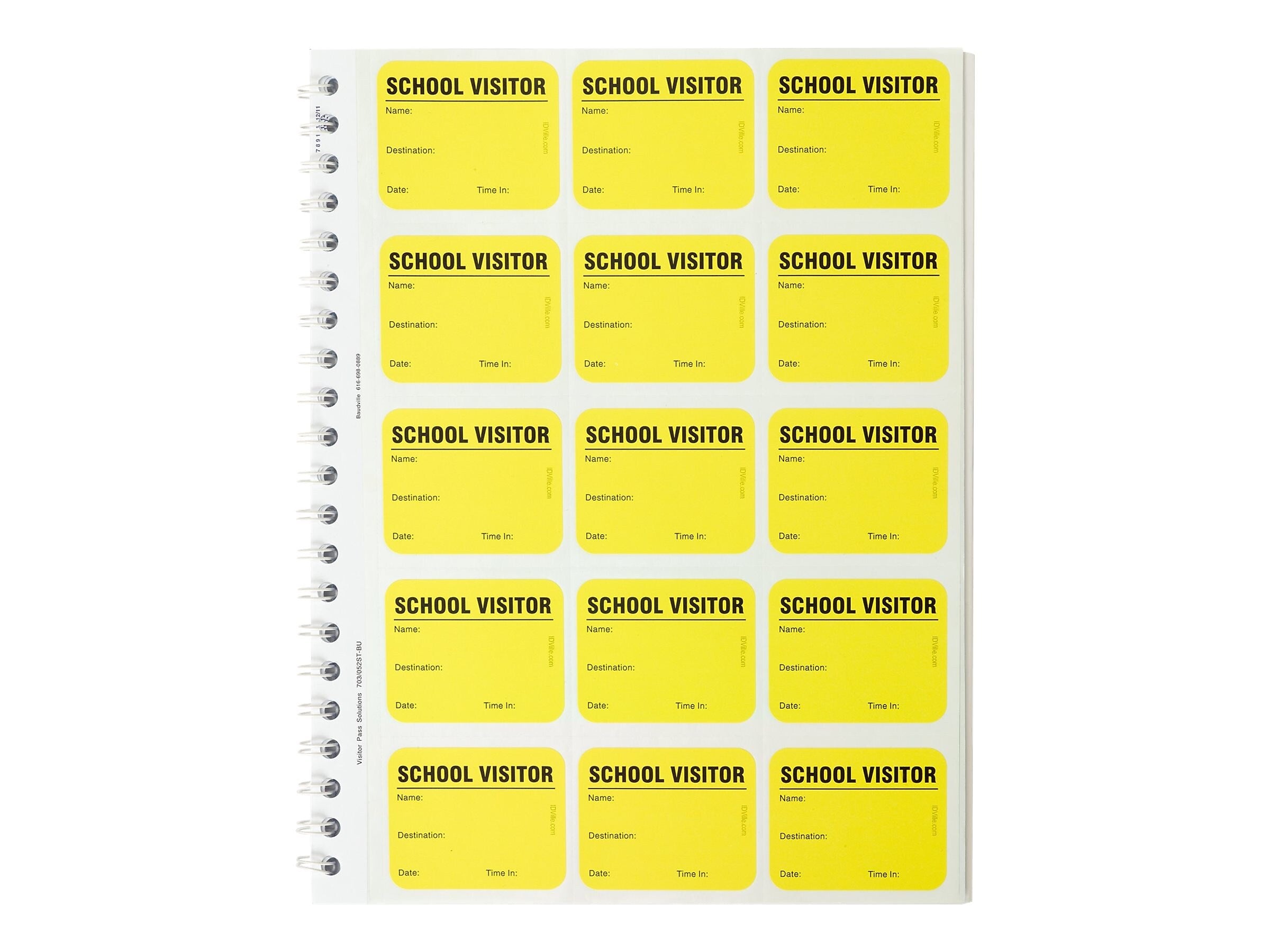IDville Visitor Sticker Name Tags/Labels, Bright Yellow, 225/Box (134678331)